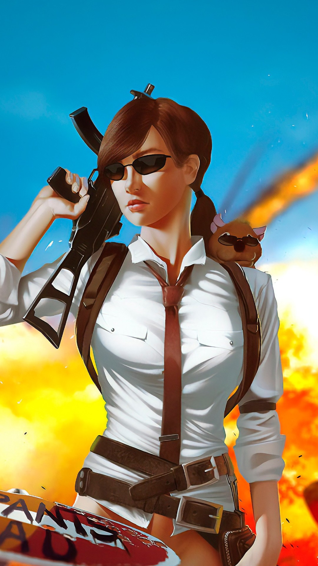 Ragazza PUBG con fucile, 1080x1920 Full HD Verticale, iPhone