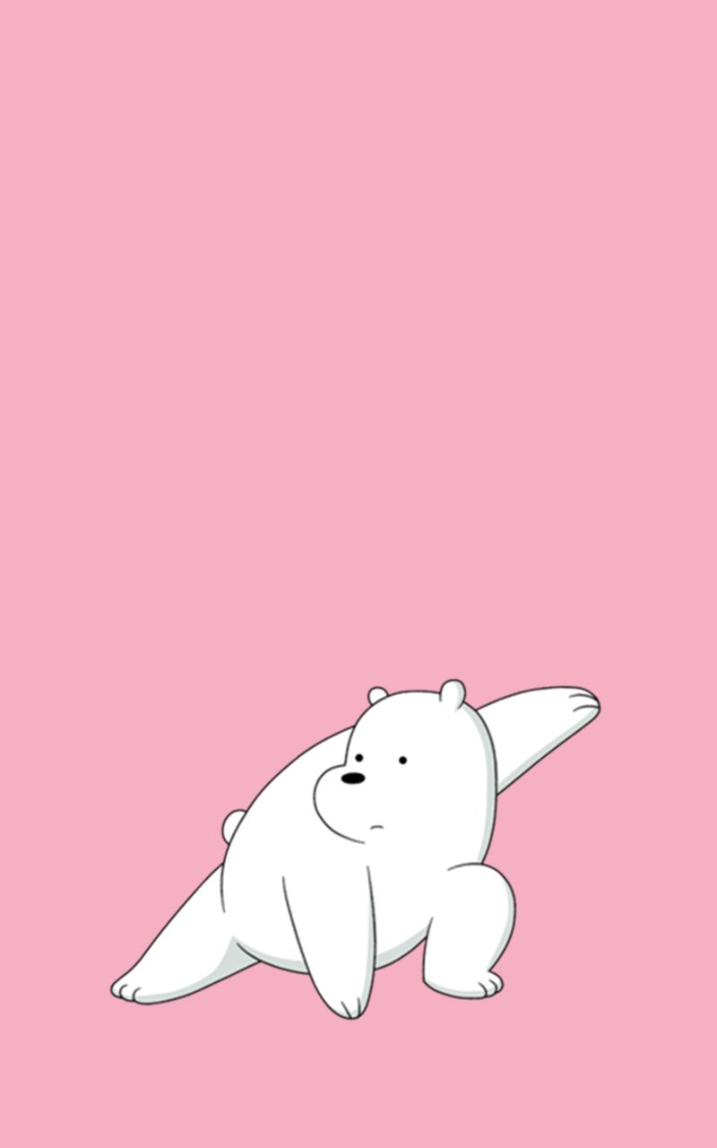 Orso bianco cartone sfondo rosa, 800x1280 Verticale, Xiaomi