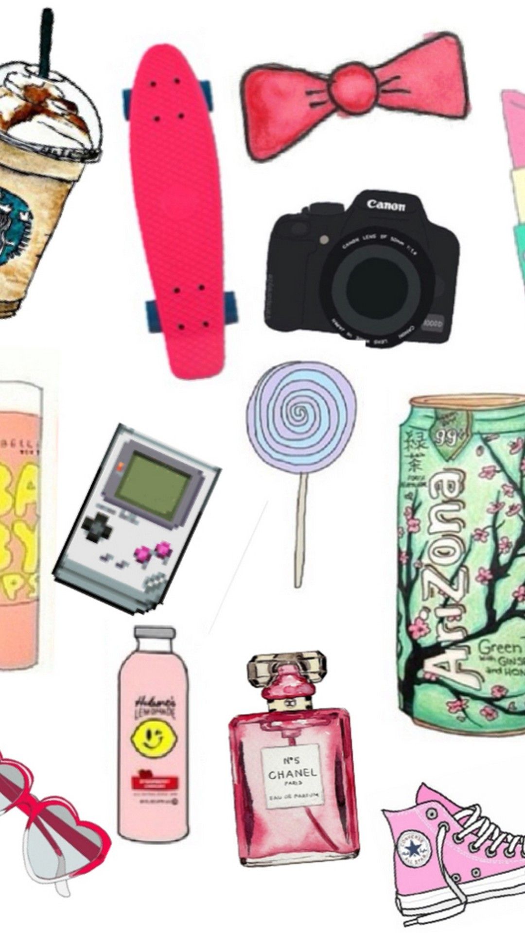 collage oggetti girly rosa, 1080x1920 Full HD Verticale, Samsung Galaxy