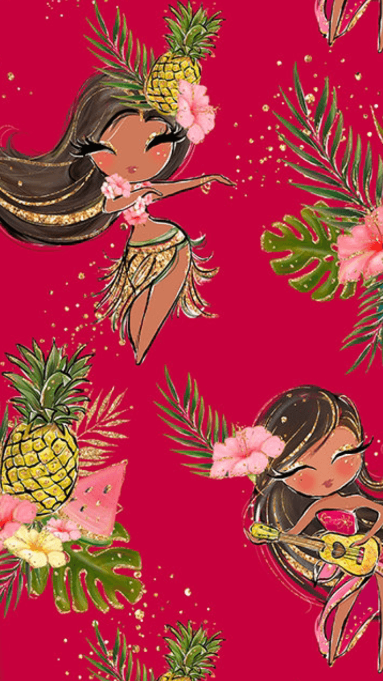 Ragazze hawaiane con ananas, 1242x2208 Verticale, OnePlus