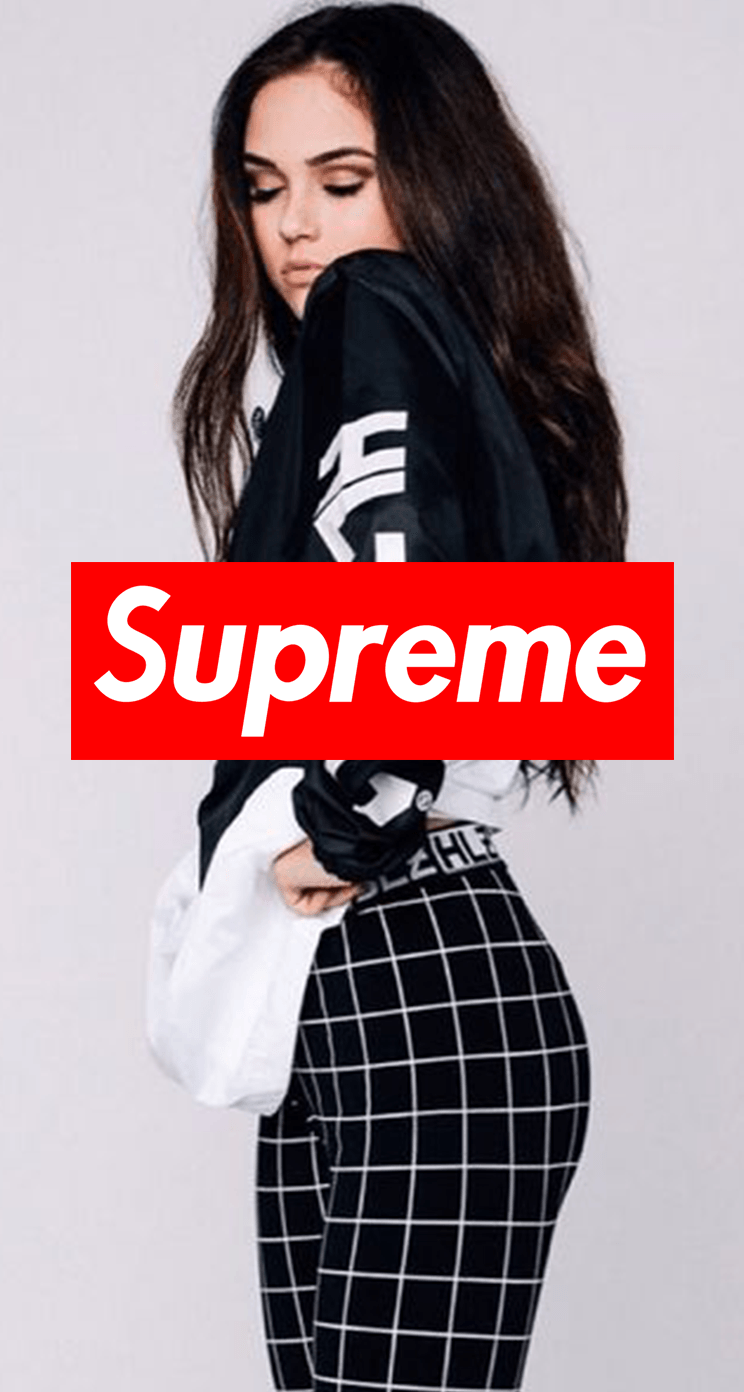 Ragazza logo Supreme rosso, New York, 744x1392 Full HD Verticale, iPhone