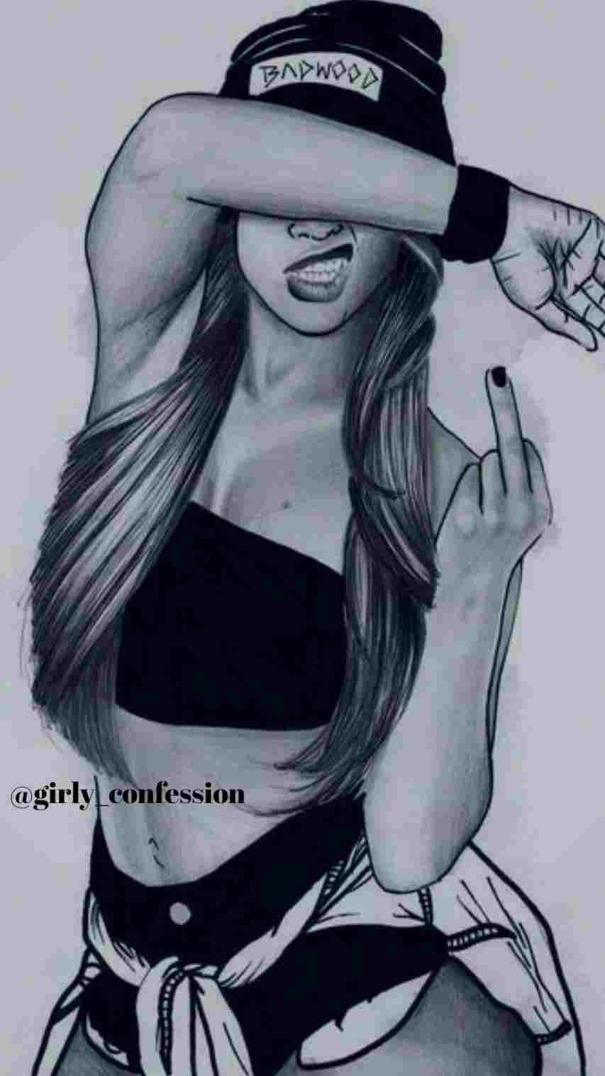 Ragazza swag disegno bianco nero, 853x1517 Full HD Verticale, Smartphone