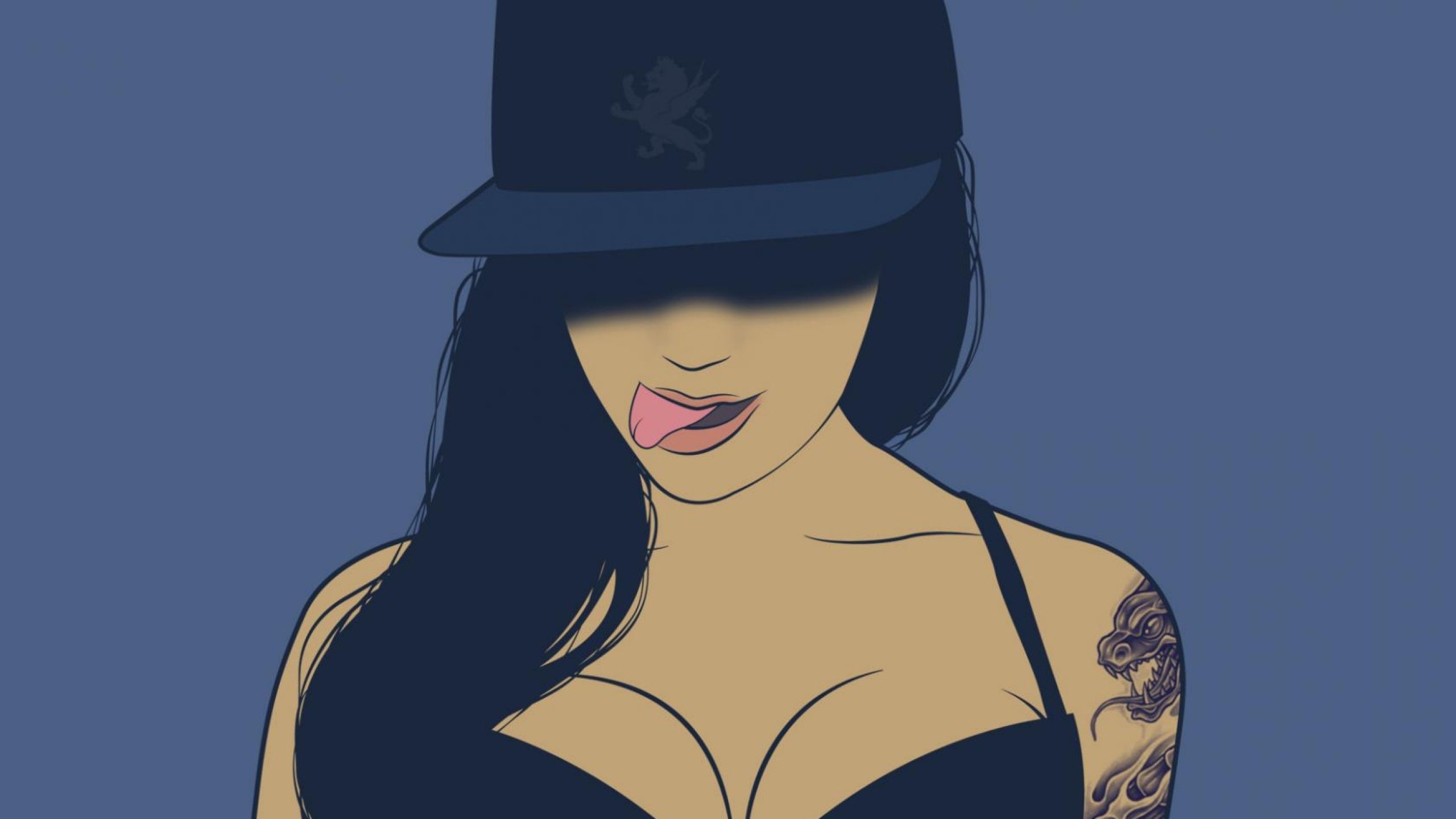 Ragazza illustrata con cappello e tatuaggi, 2560x1440 2K, Monitor Gaming