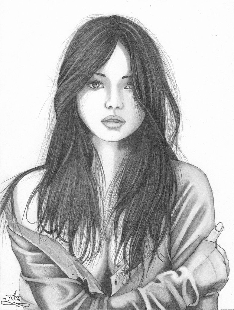Ragazza disegno matita capelli lunghi, 774x1024 Full HD Verticale, Realme