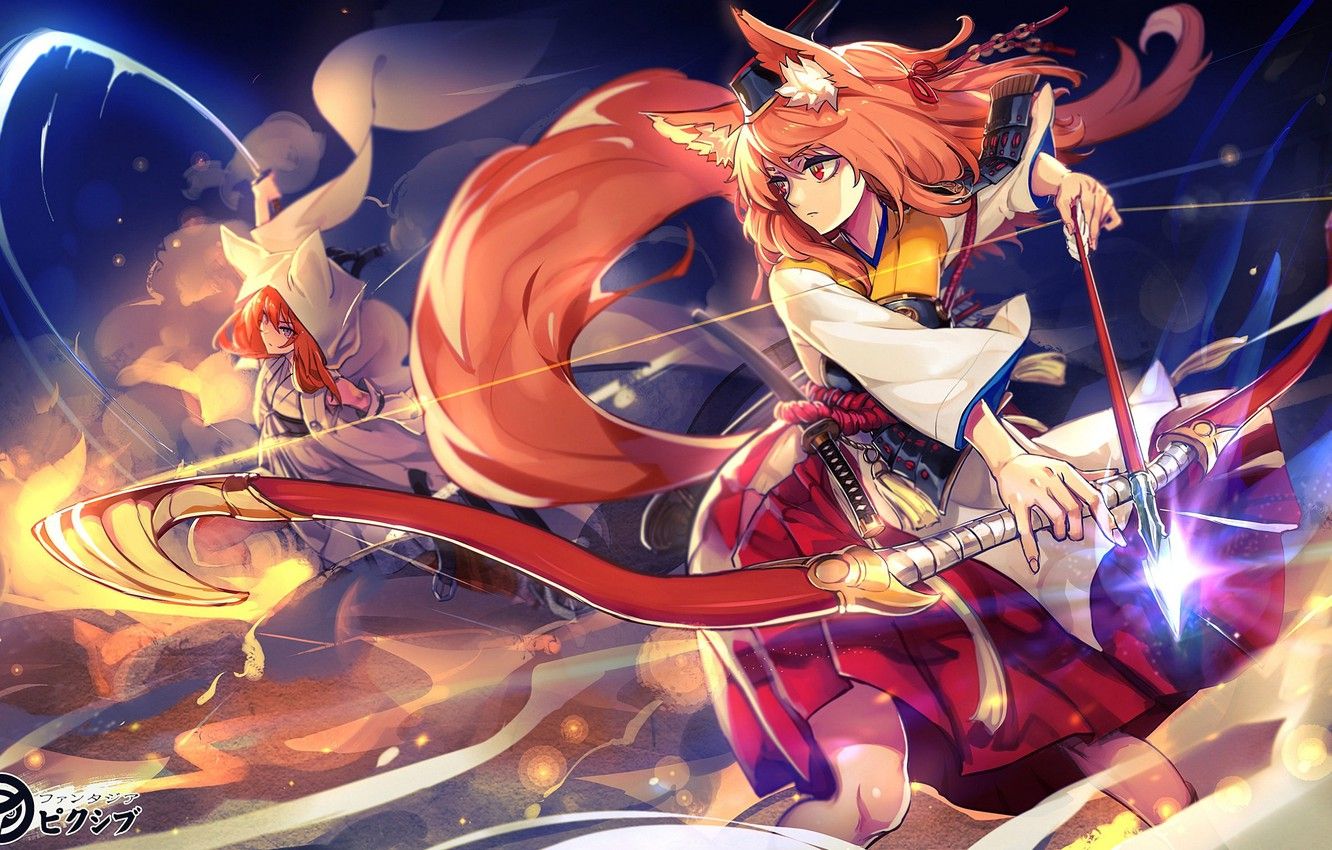 Ragazza volpe arciera anime, 1332x850 720p, Acer Nitro
