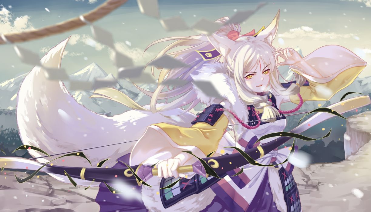 Ragazza volpe anime kitsune, 1223x700 HD, Laptop