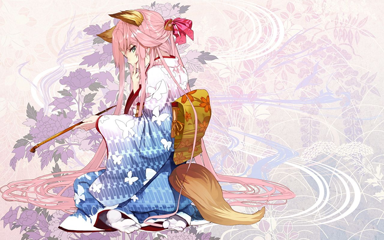 Ragazza volpe anime kimono, 1280x800 HD, Desktop