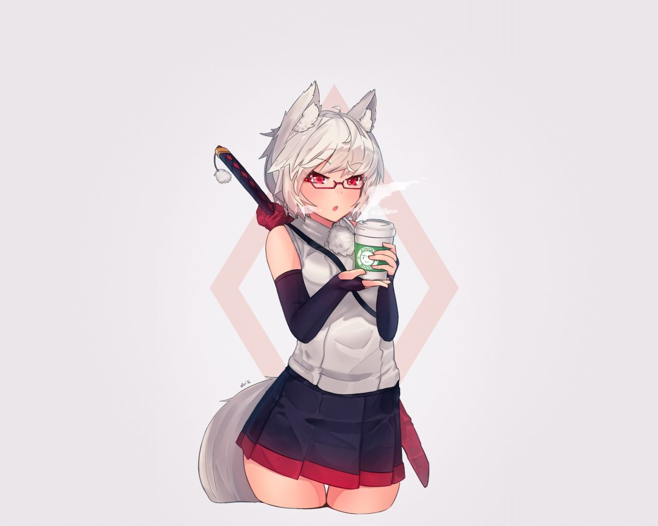 Ragazza volpe anime minimal, 1280x1024 HD, Desktop