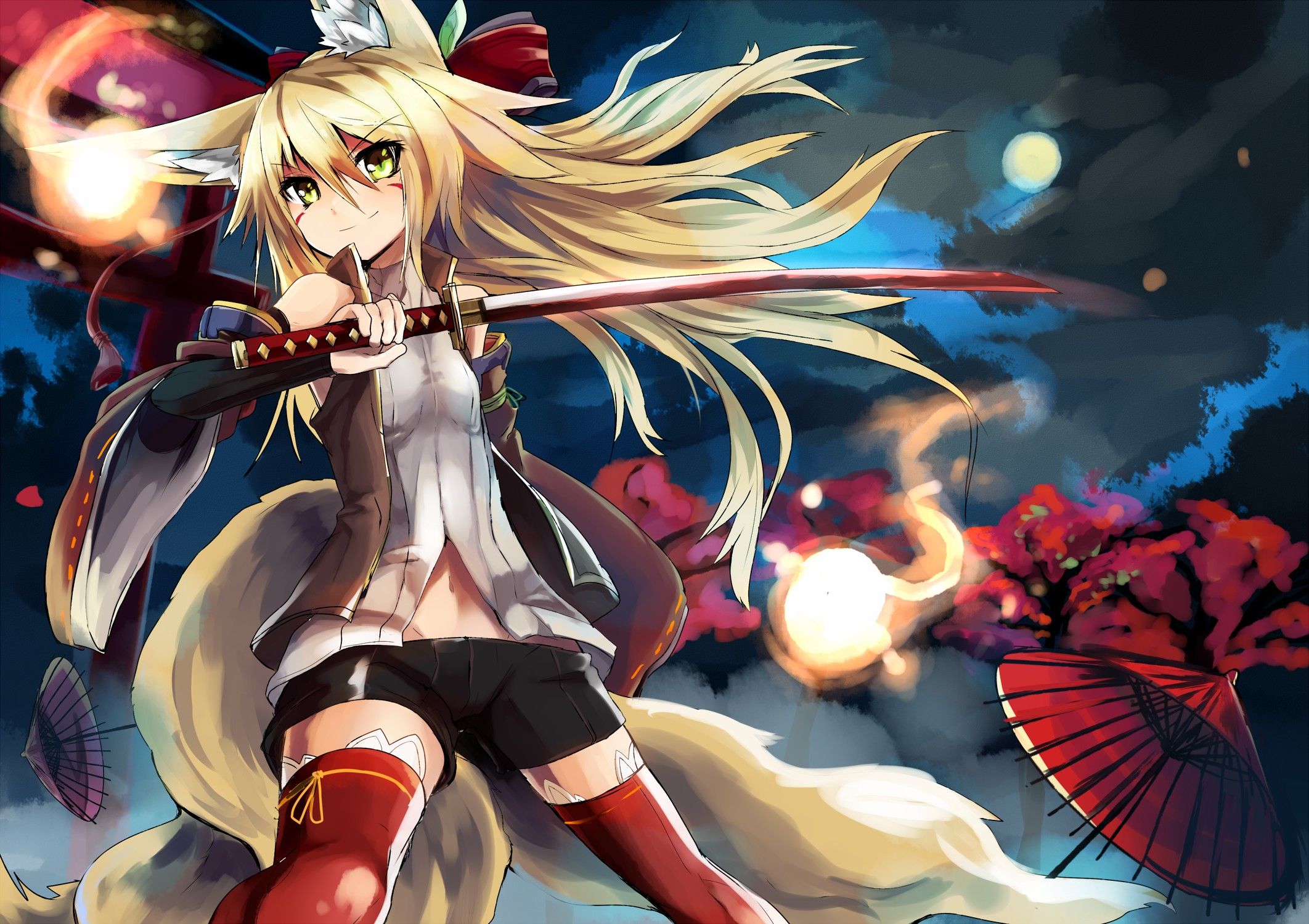 Ragazza volpe anime con katana, 2124x1500 Hi-Res, iMac