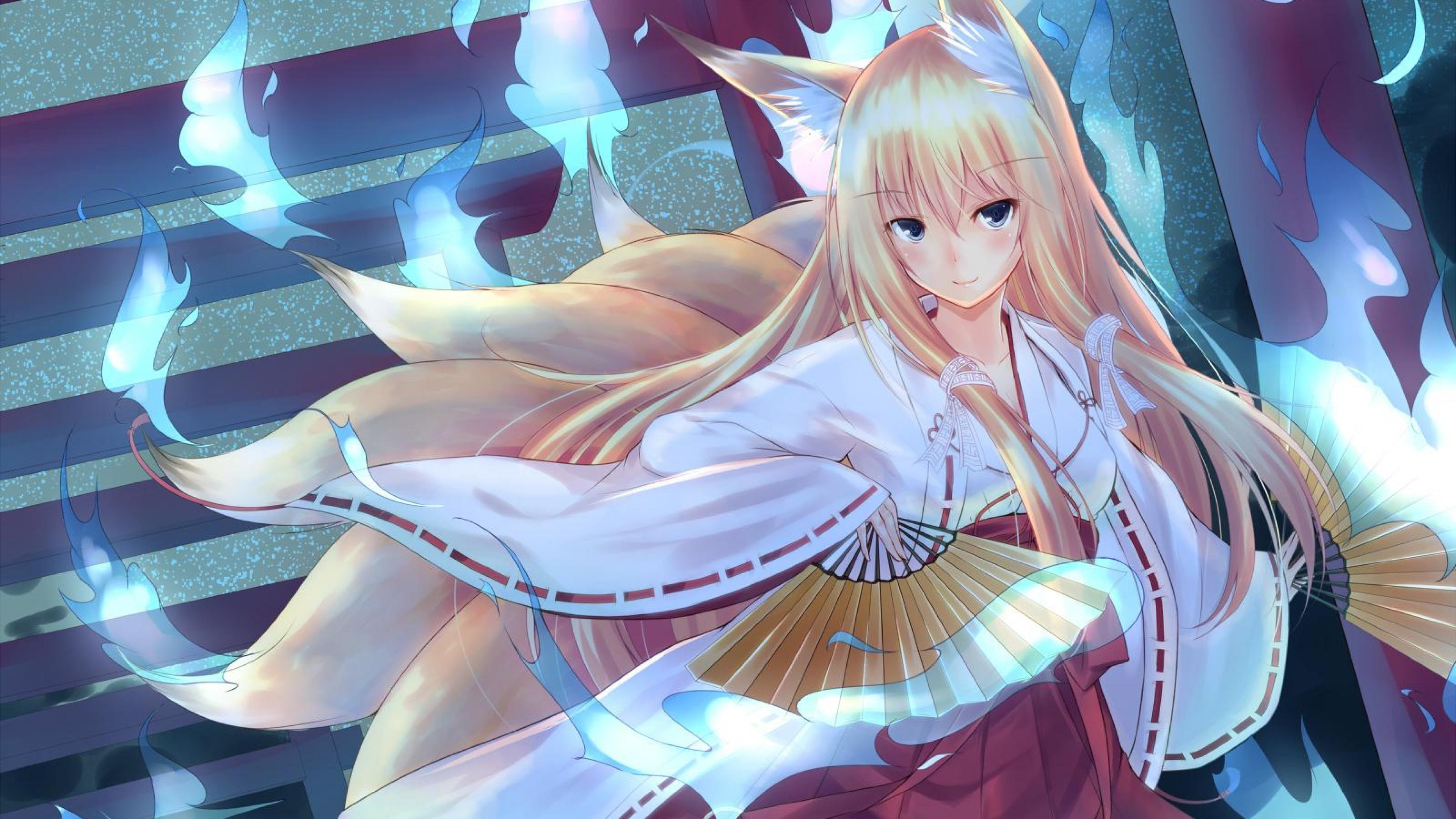 Ragazza volpe spirito anime, 3840x2160 4K, Desktop 4K