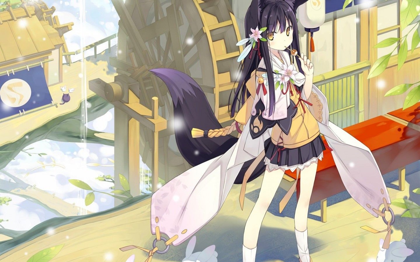 Ragazza volpe anime kimono, 1440x900 720p, Laptop