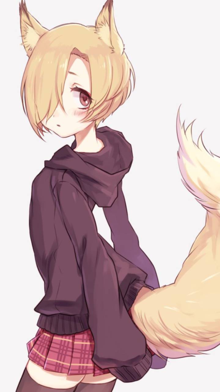 Ragazza volpe anime felpa nera, 720x1280 Full HD Verticale, Smartphone