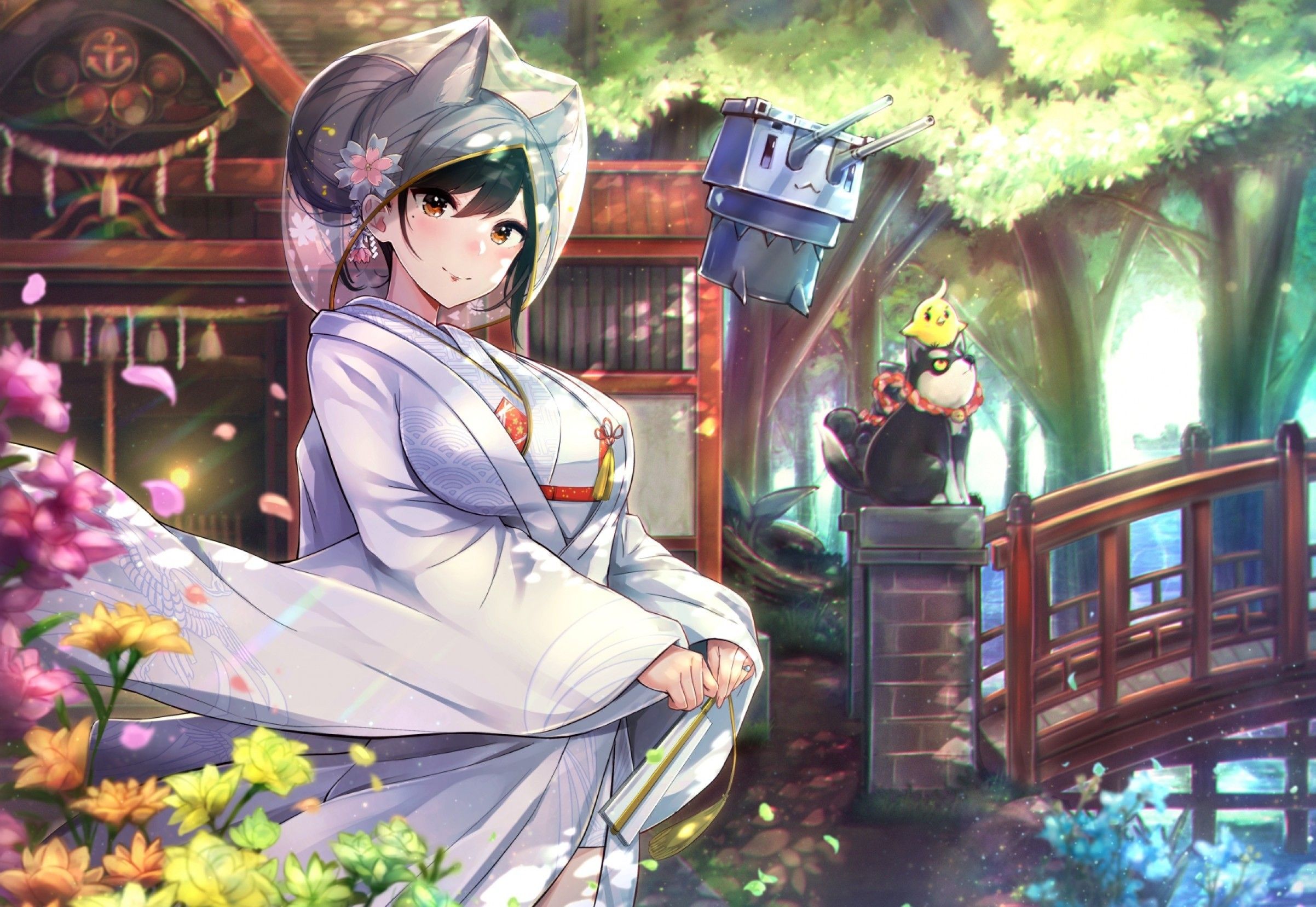 Ragazza volpe kimono bianco, 2404x1658 Hi-Res, Desktop