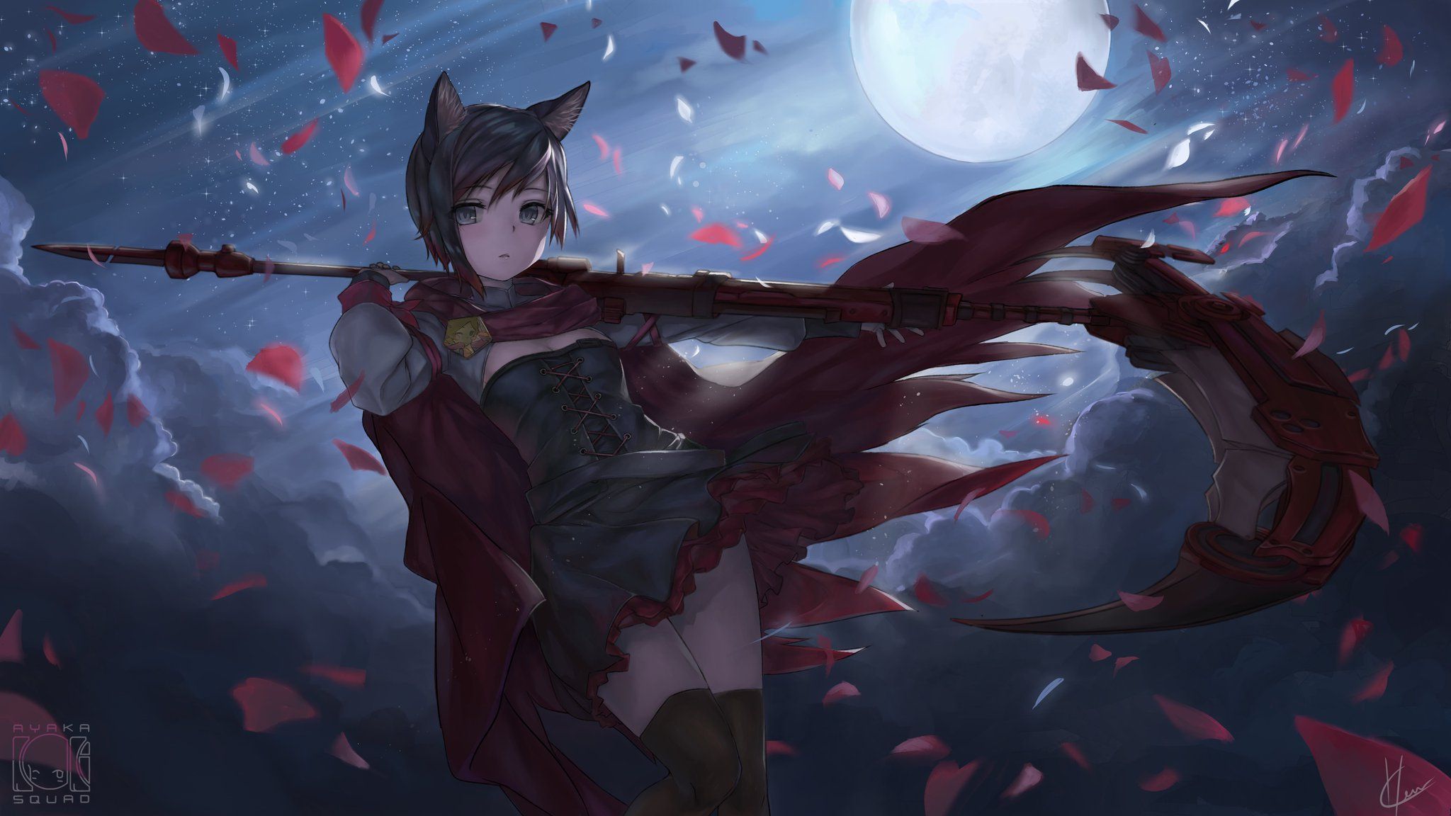 Ragazza volpe anime falce, 2048x1152 alta risoluzione, Desktop