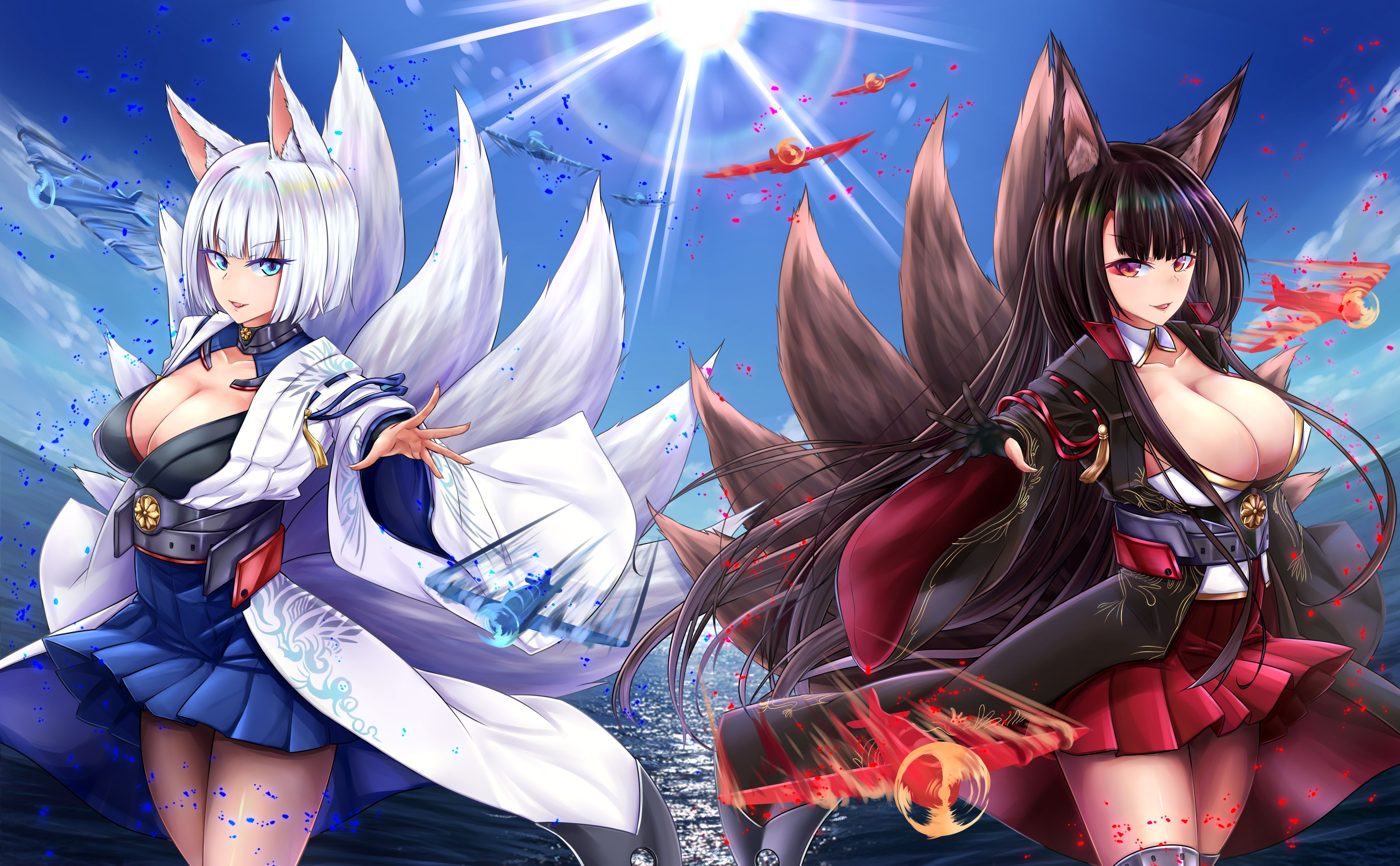 Akagi e Kaga ragazze volpe anime, 5000x3090 Ultra HD, 4K TV