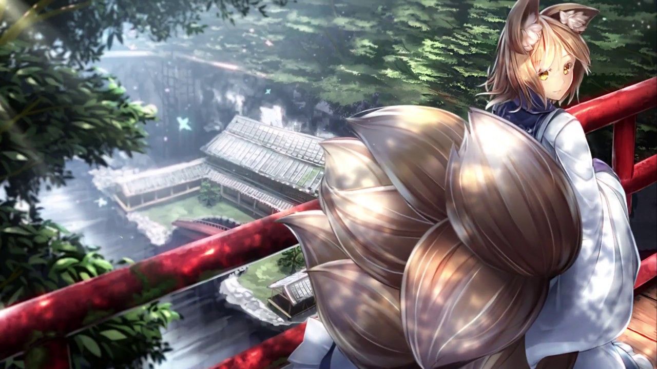 Ragazza volpe kimono ponte rosso, 1280x720 720p, PC
