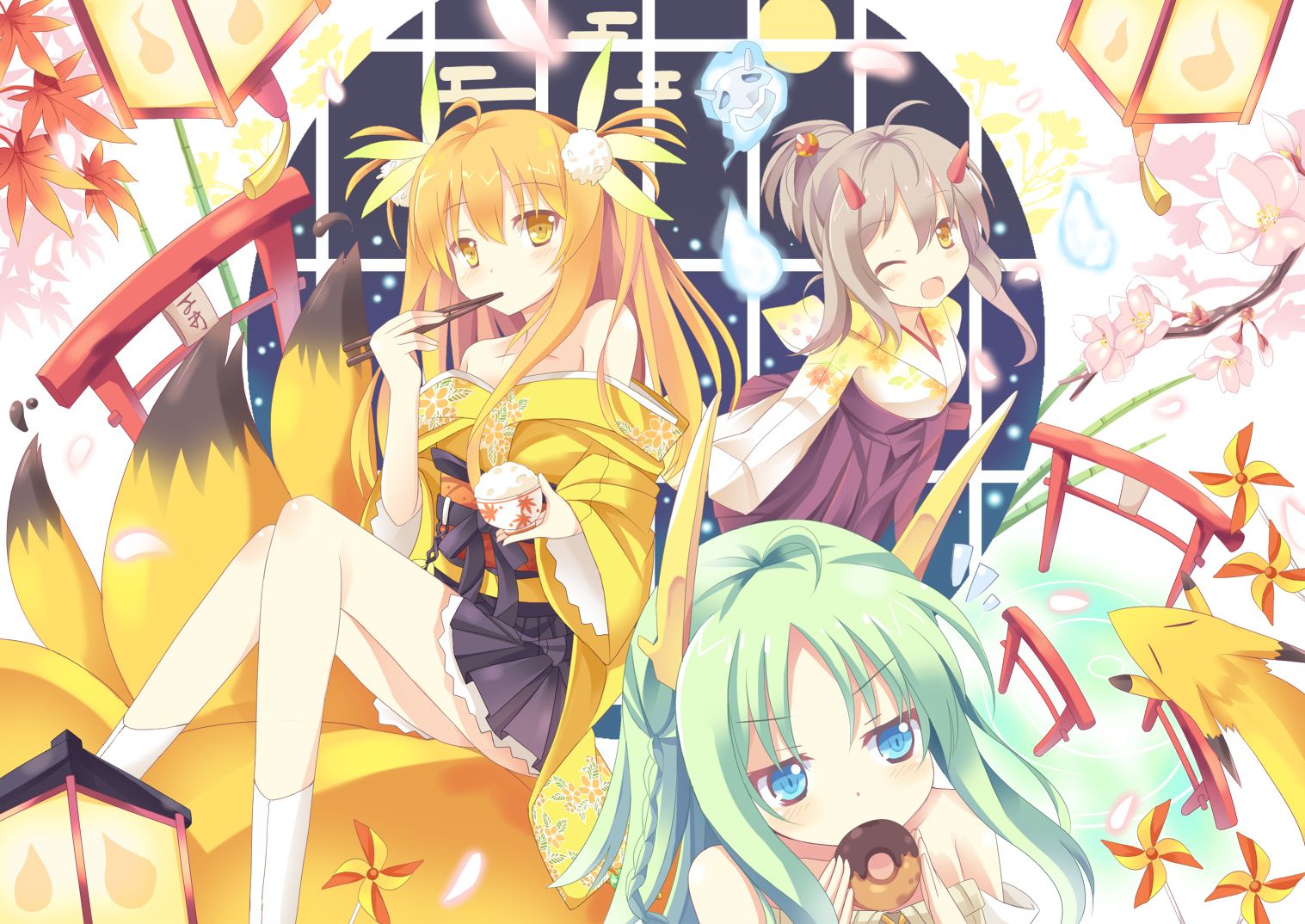 Ragazze volpe anime kitsune, 1517x1074 720p, Laptop