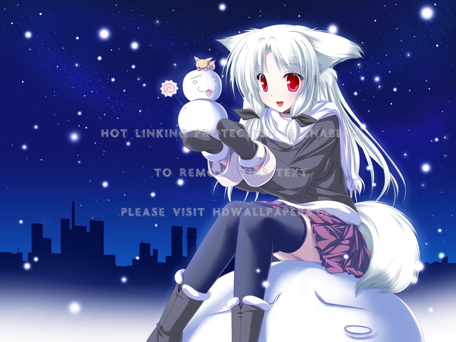 Ragazza volpe anime neve, 1600x1200 900p, Desktop