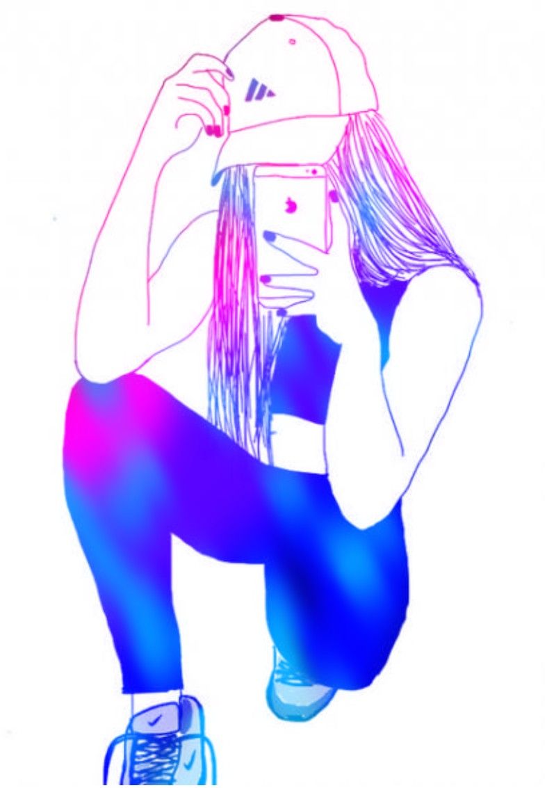 Ragazza line art colorata, 800x1133 Verticale, Telefono