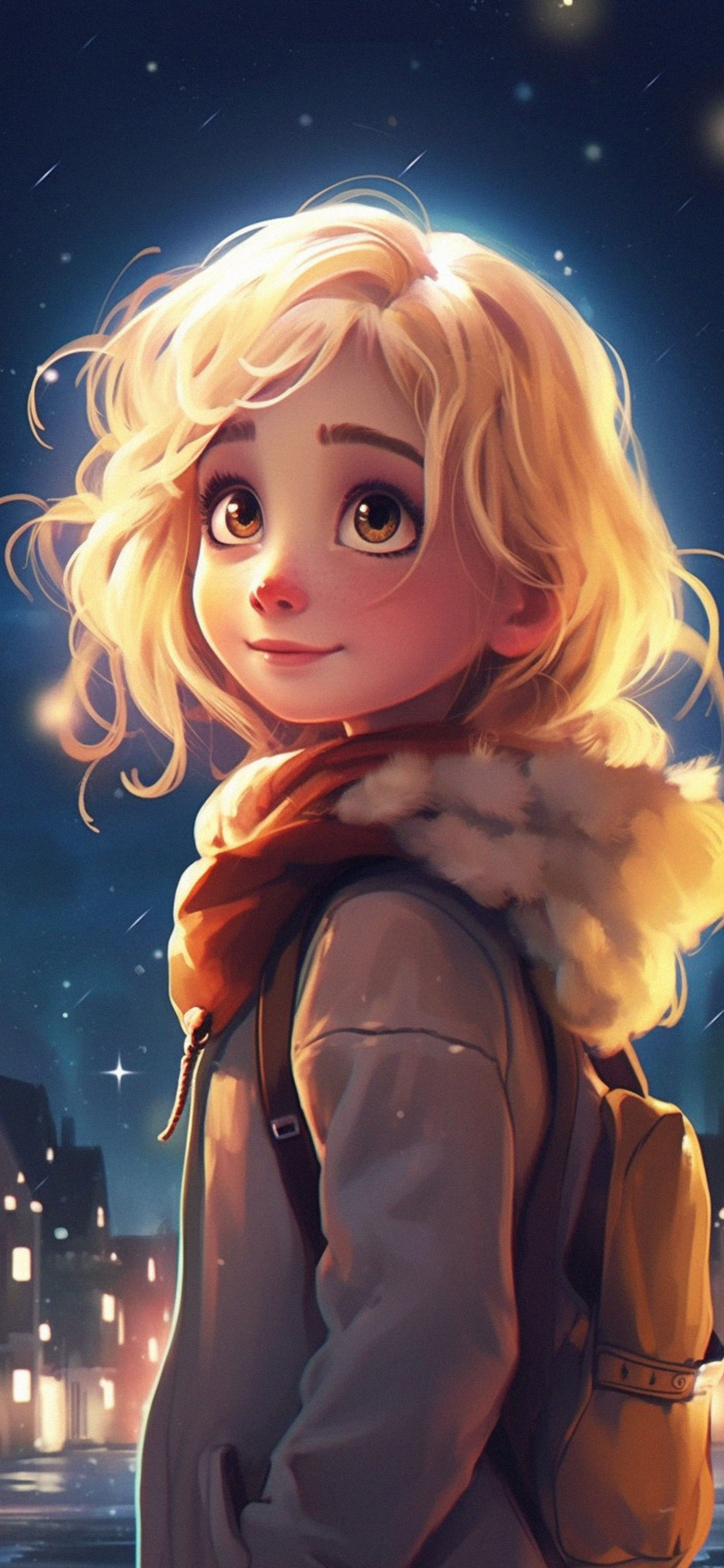 Ragazza bionda notte città, 1183x2560 Full HD Verticale, Samsung Galaxy