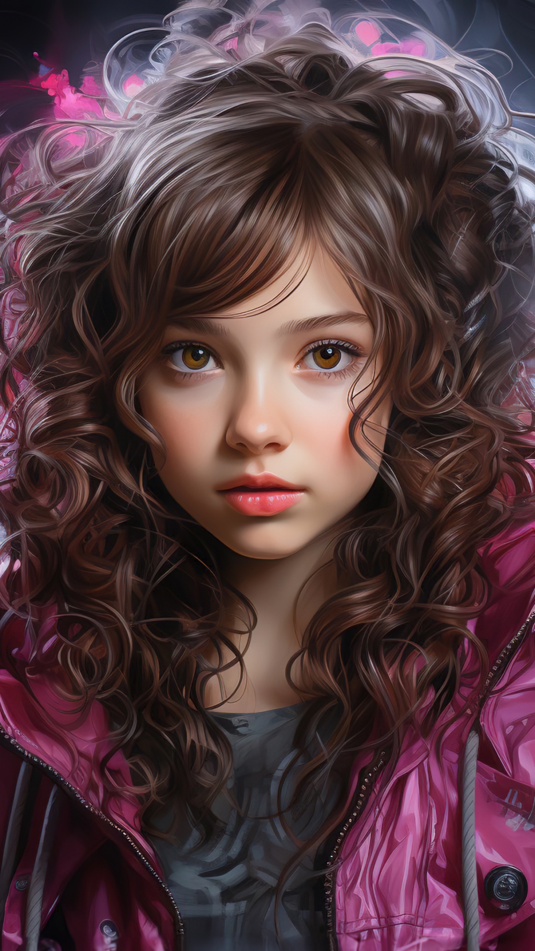 Ragazza capelli ricci castani, 1080x1920 Full HD Verticale, Smartphone