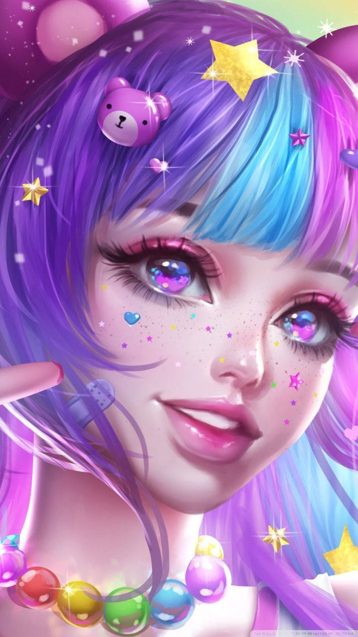 Ragazza anime capelli viola, 720x1280 Full HD Verticale, iPhone