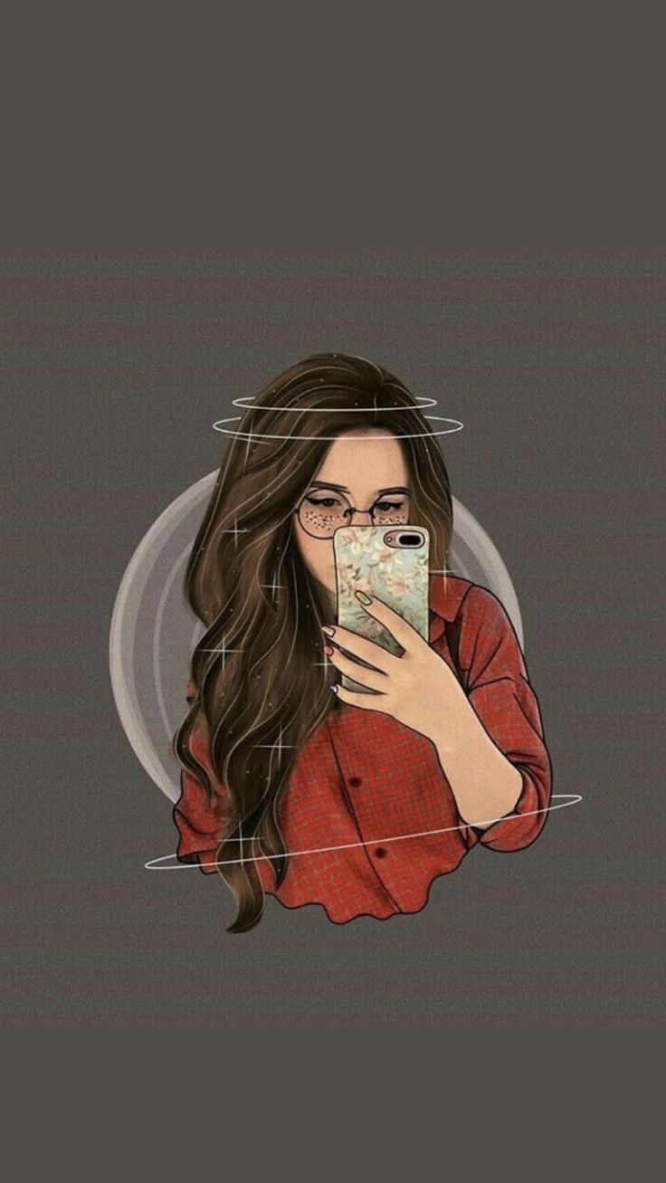 Ragazza illustrata selfie occhiali, 736x1307 Verticale, Android