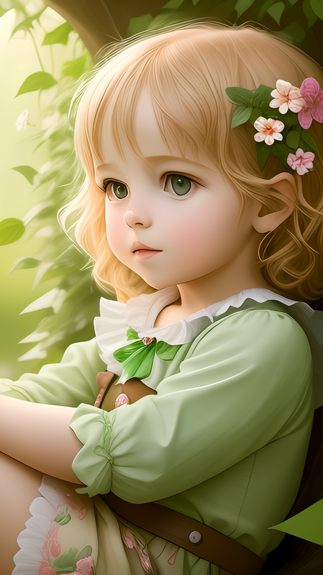 Bambina bionda con fiori, 1080x1920 Full HD Verticale, Smartphone