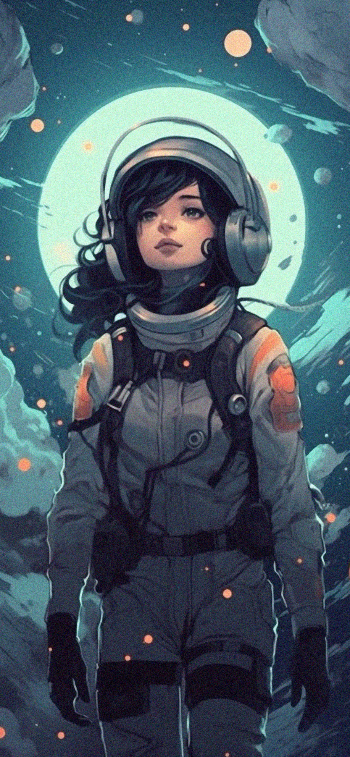 Ragazza in tuta spaziale, 1183x2560 Verticale, Mobile