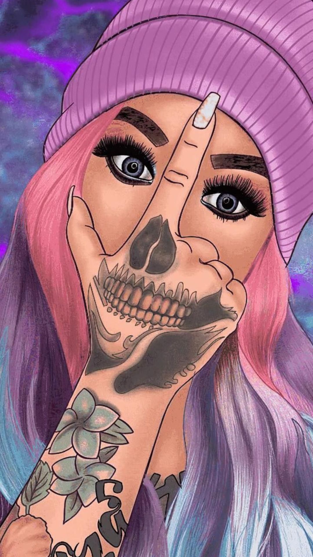 Ragazza teschio dipinto viso, 1080x1920 Full HD Verticale, iPhone