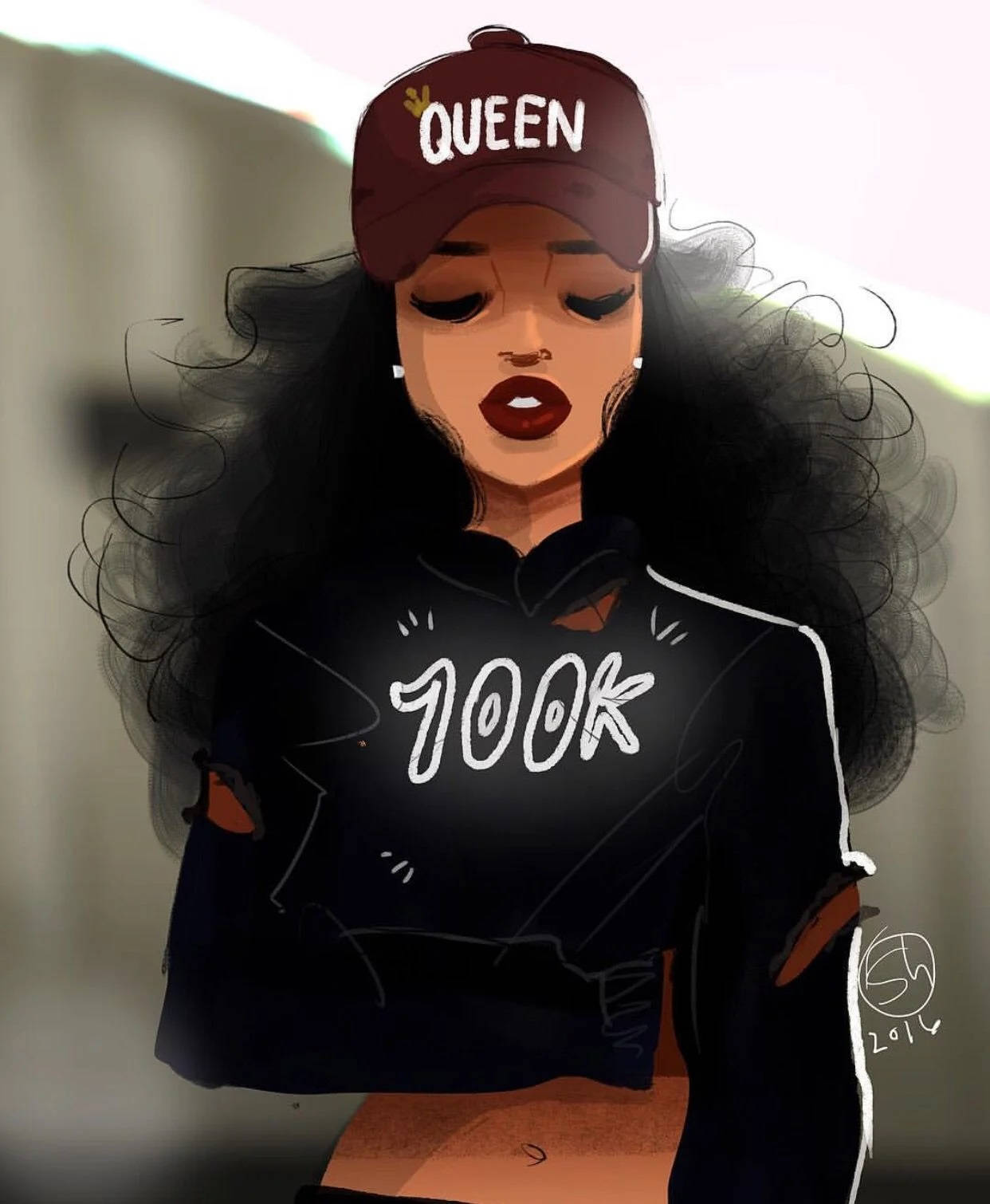 Ragazza cartoon cappello Queen, 1242x1510 Verticale, Mobile