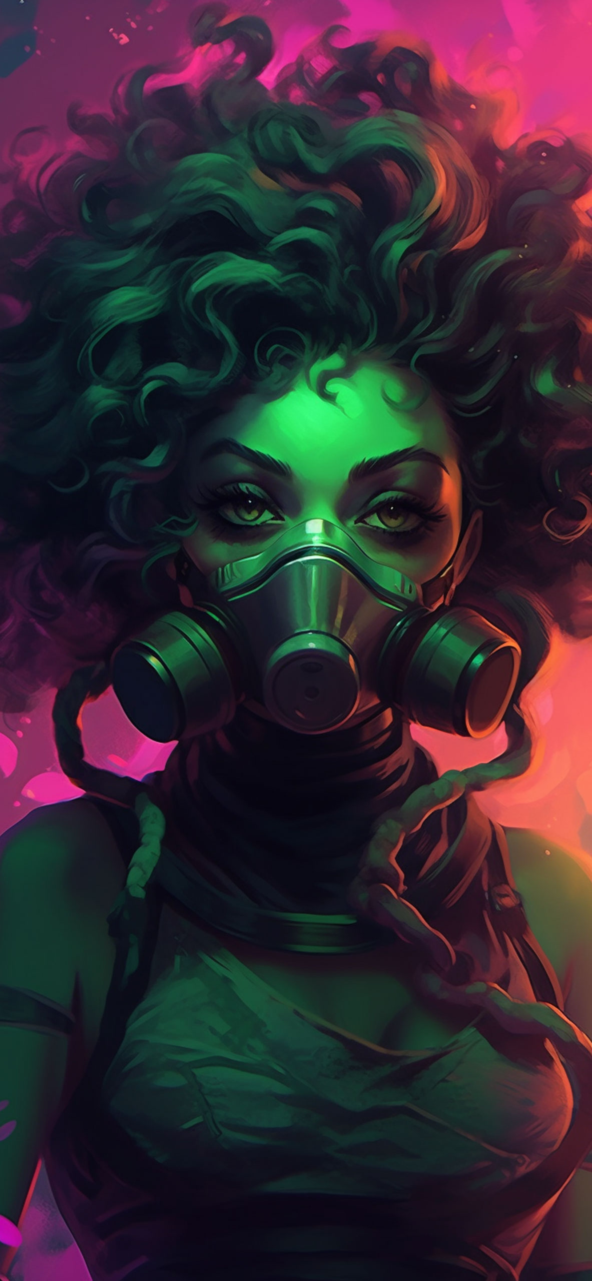 Ragazza con maschera antigas, 1183x2560 Full HD Verticale, Smartphone