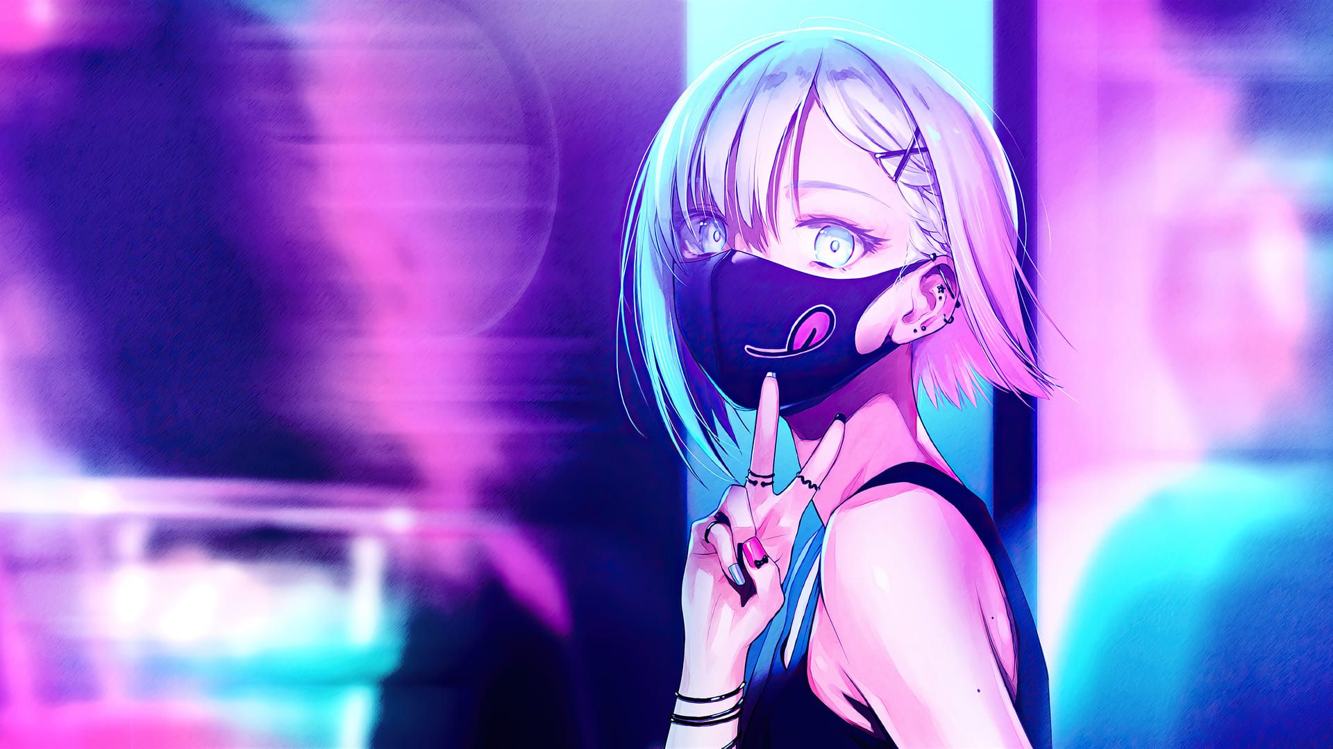 Ragazza anime con maschera, 1920x1080 Full HD, Laptop