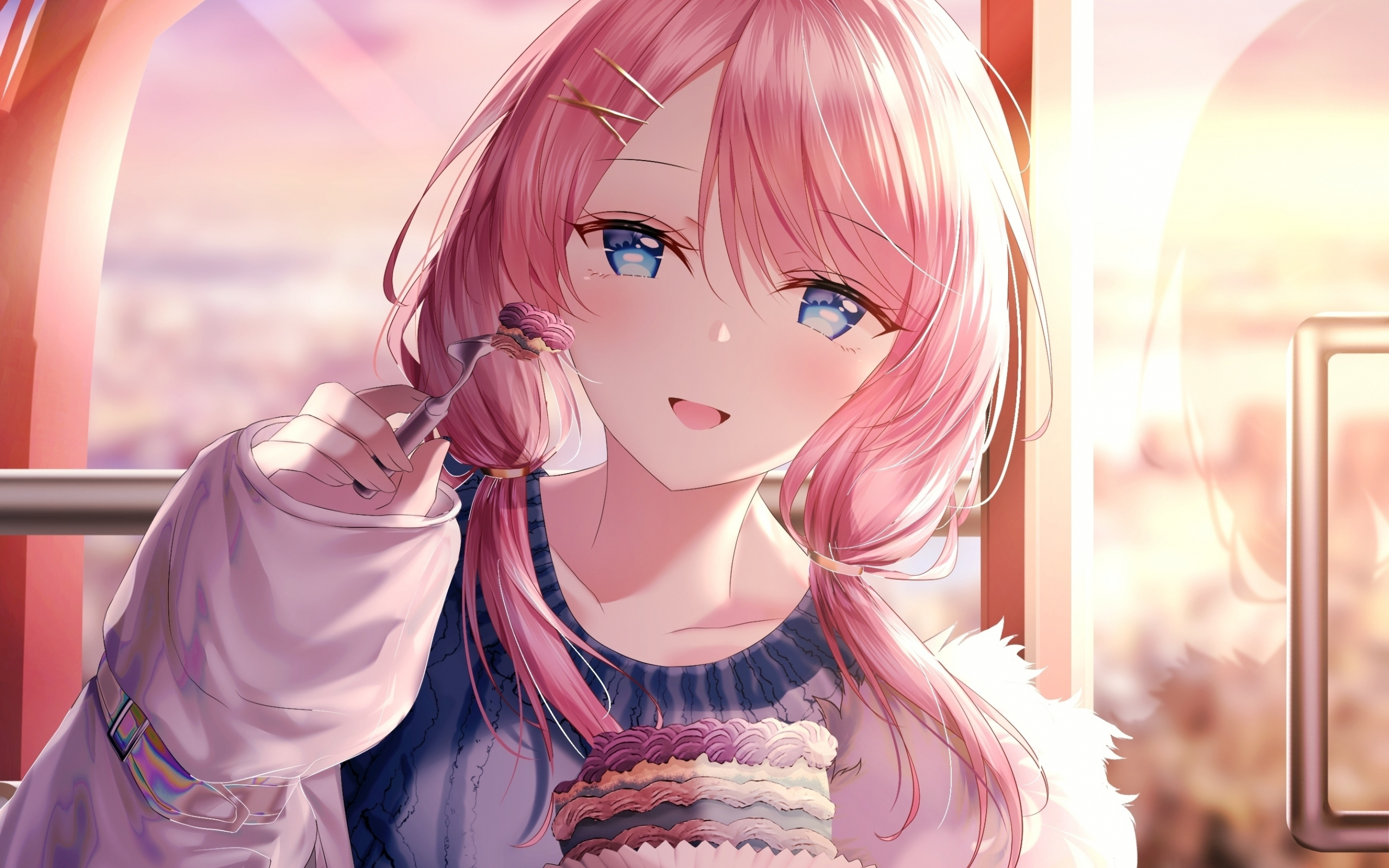 Ragazza anime capelli rosa, 2560x1600 2K, PC