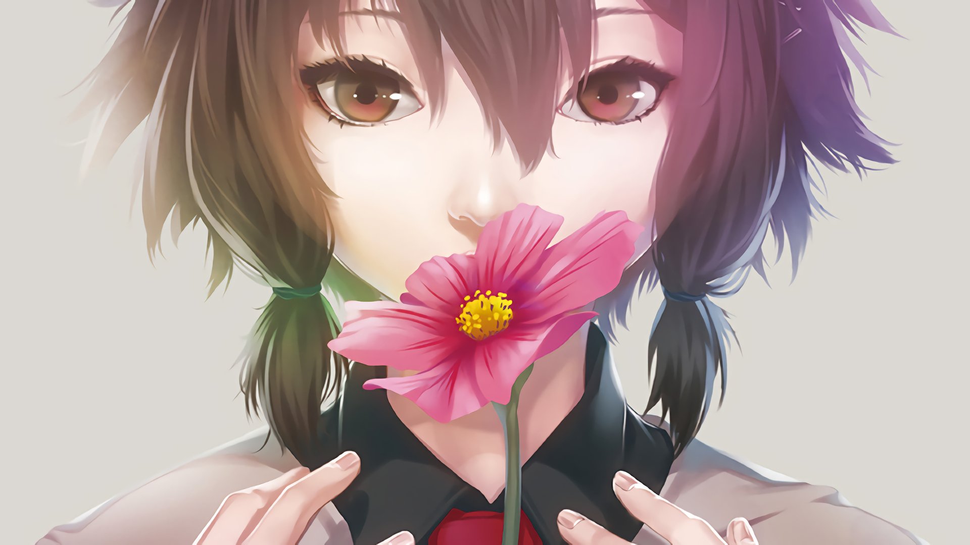 Ragazza anime con fiore rosa, 1920x1080 1080p, Desktop