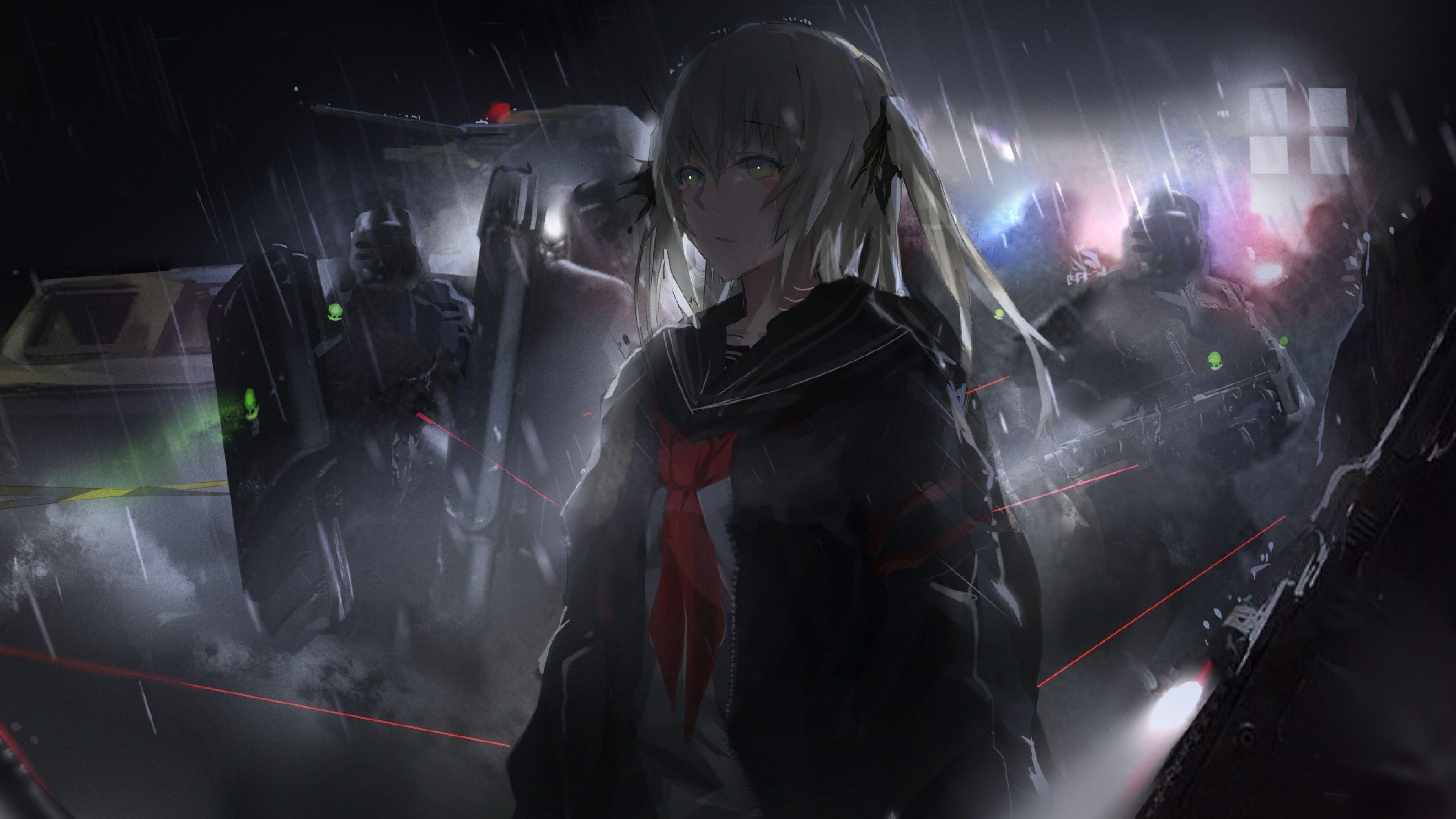 Ragazza anime pioggia scura, 3840x2160 Ultra HD, 4K TV