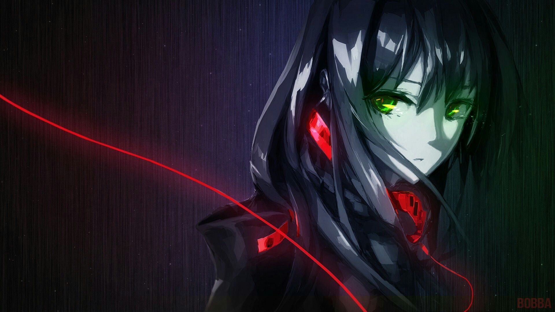 Ragazza anime dark occhi verdi, 1920x1080 Full HD, Desktop