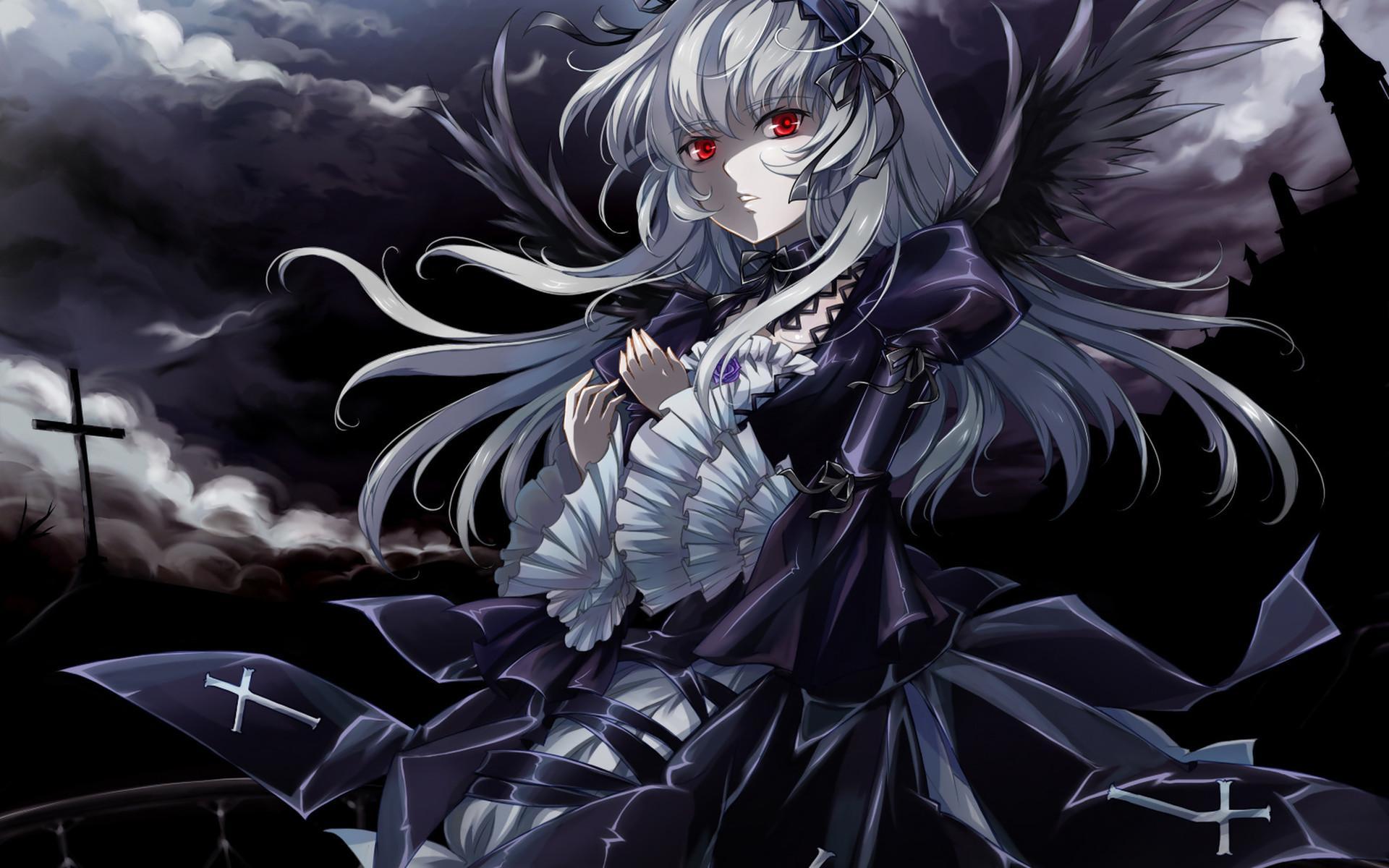 Ragazza anime dark ali nere, 1920x1200 WUXGA, Laptop
