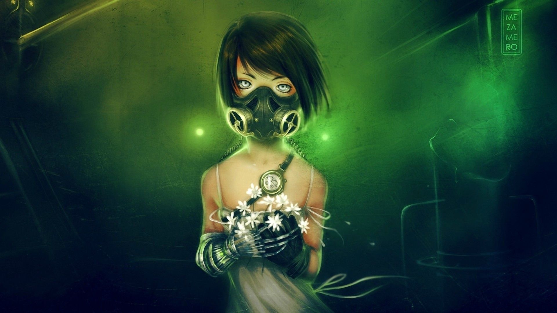 Ragazza anime con maschera a gas, 1920x1080 1080p, Desktop