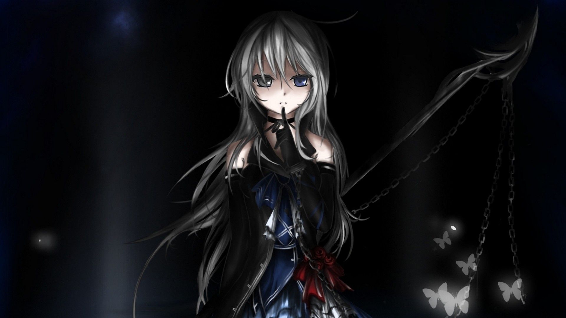 Ragazza anime capelli bianchi dark, 1920x1080 1080p, PC Desktop