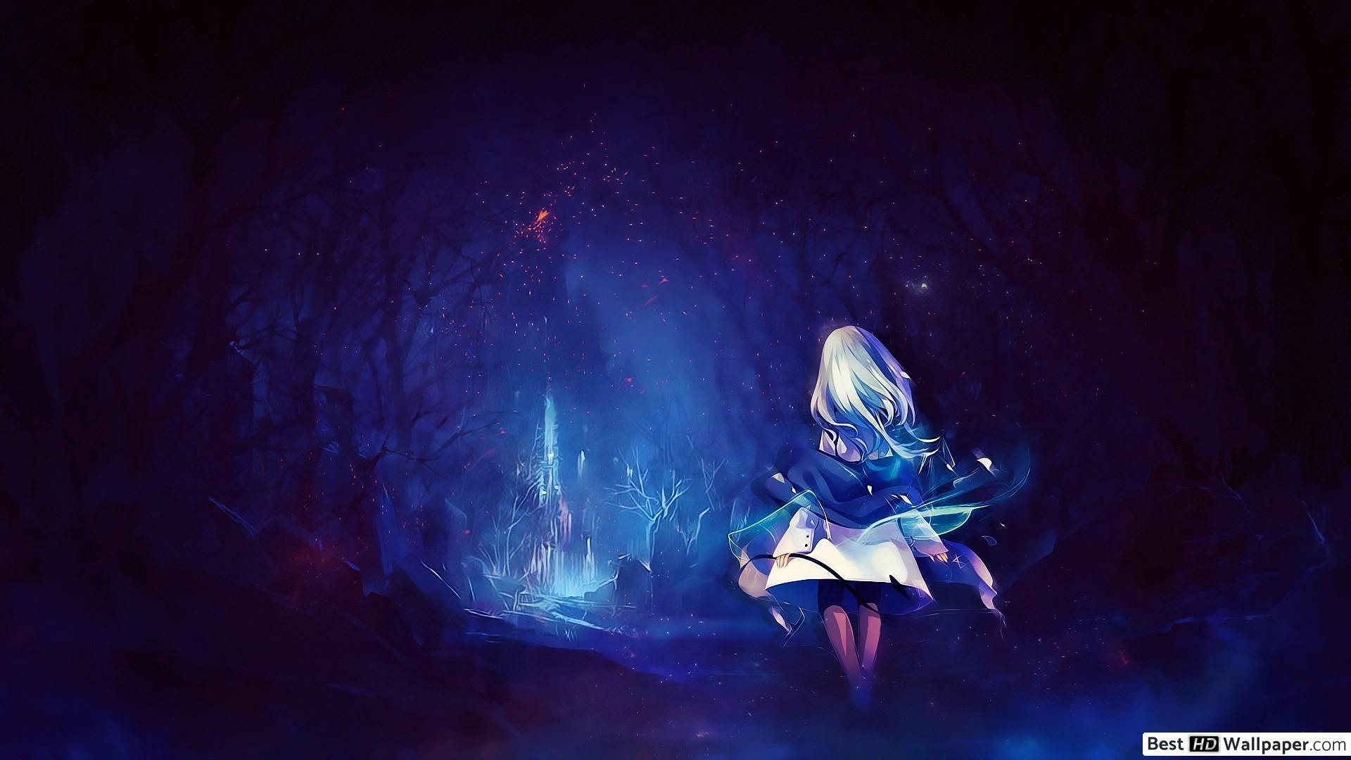 Ragazza anime foresta scura, 1920x1080 Full HD 1080p, Desktop