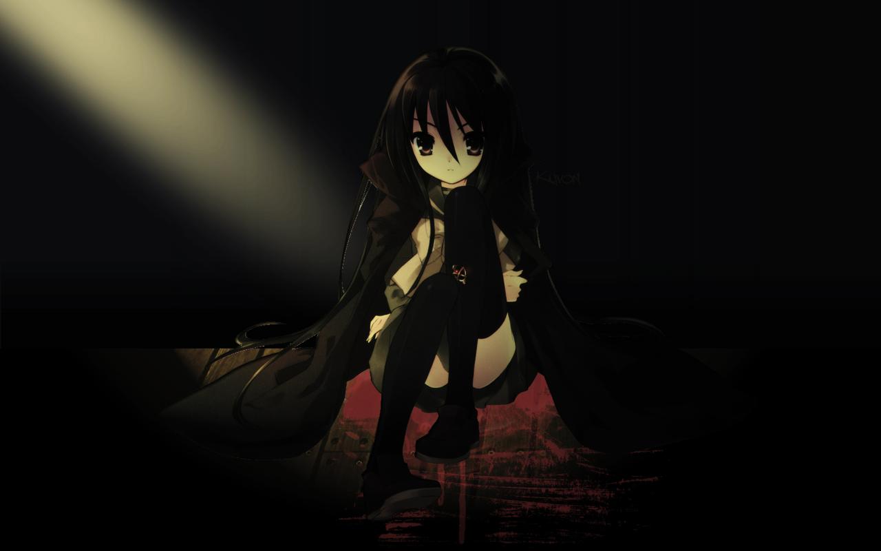 Ragazza anime capelli neri ombra, 1280x800 HD, Desktop