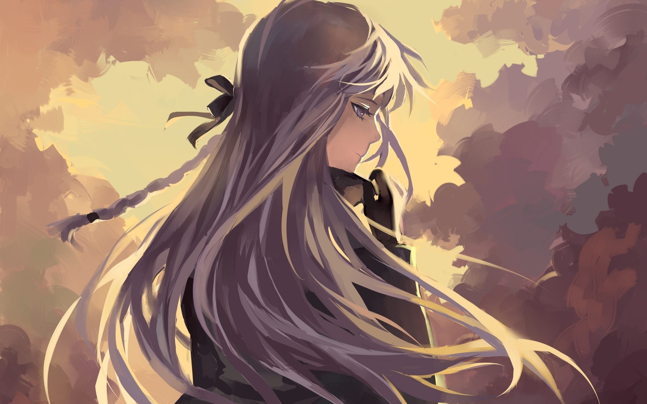 Ragazza anime capelli lunghi tramonto, 2560x1600 WQXGA, MacBook Pro