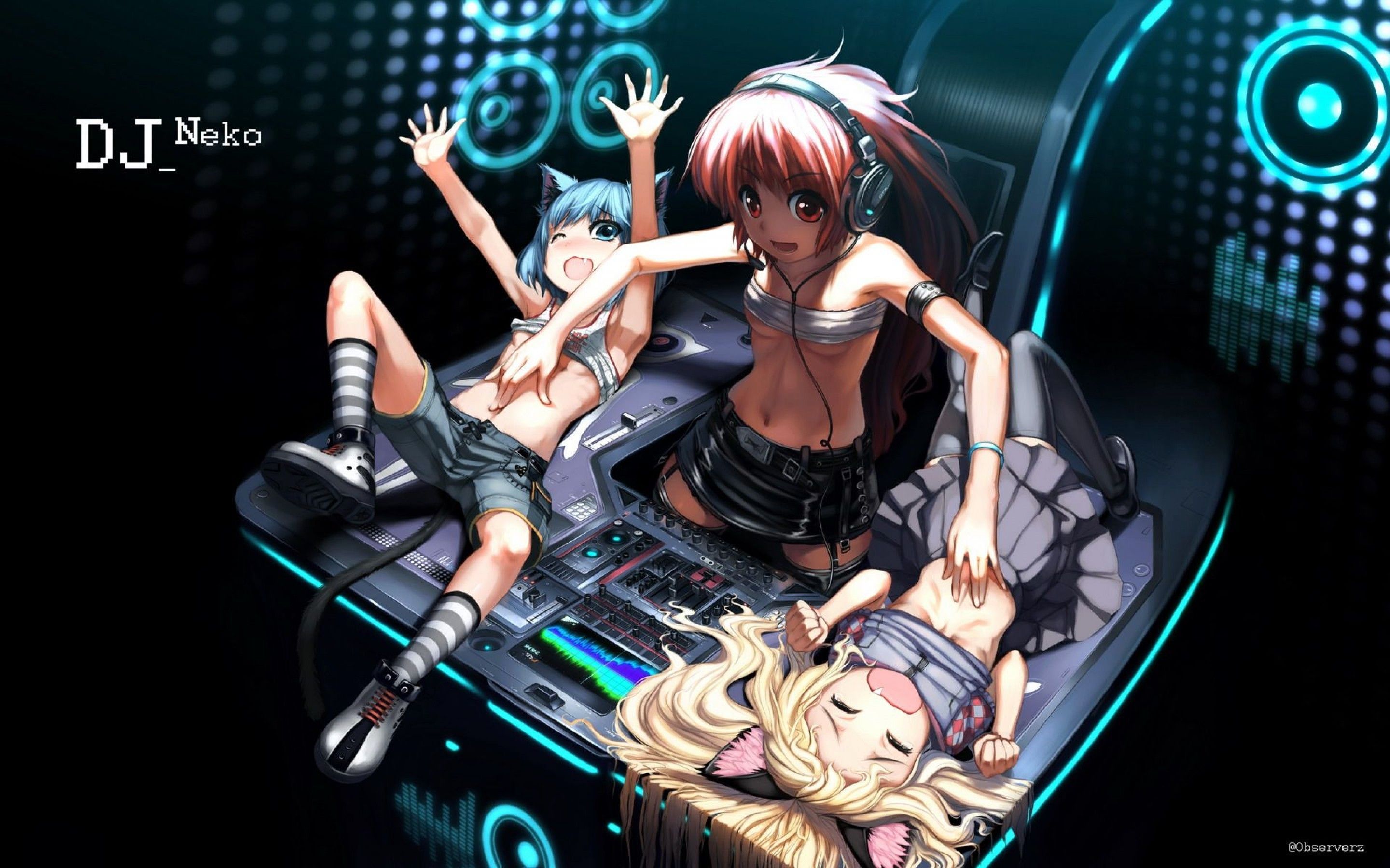 DJ Neko ragazze anime turntable, 2880x1800 2K+, PC