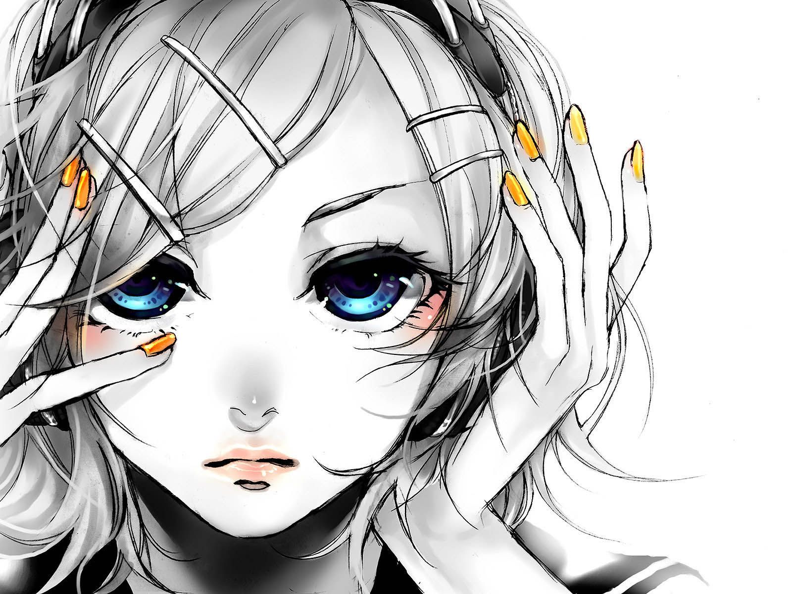 Ragazza anime occhi blu, 1600x1200 HD, Desktop