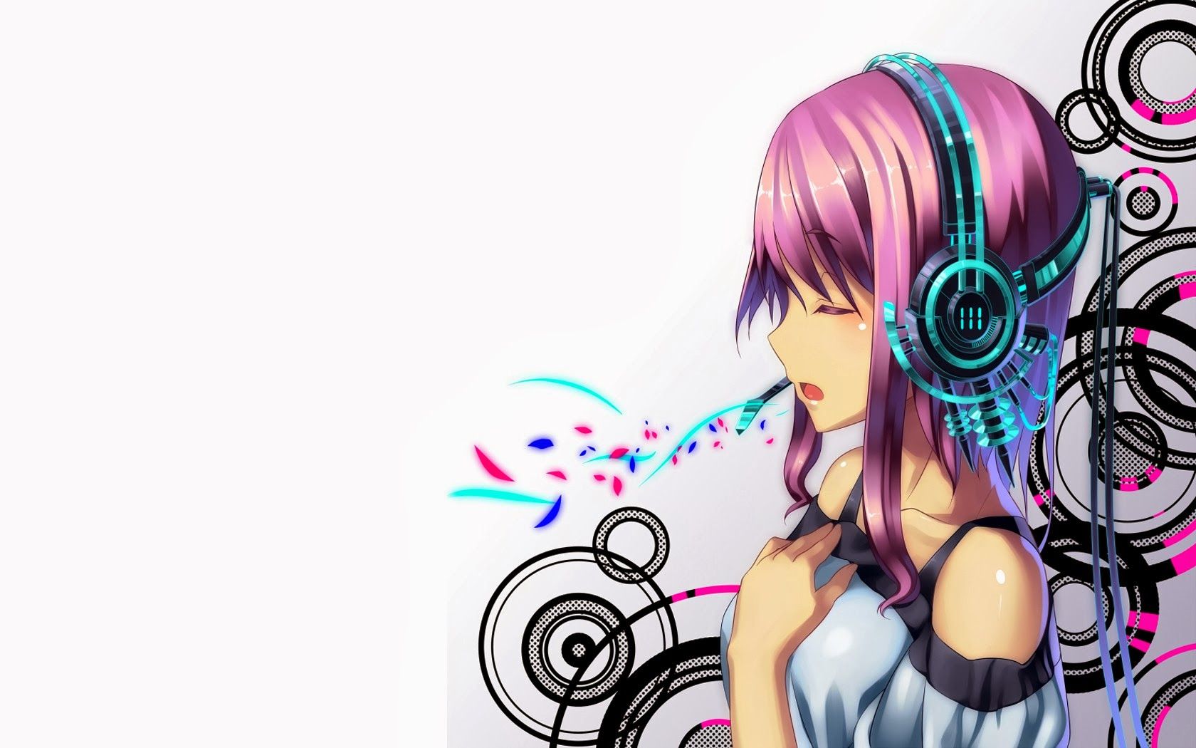 Ragazza anime con cuffie musica, 1680x1050 900p, Desktop
