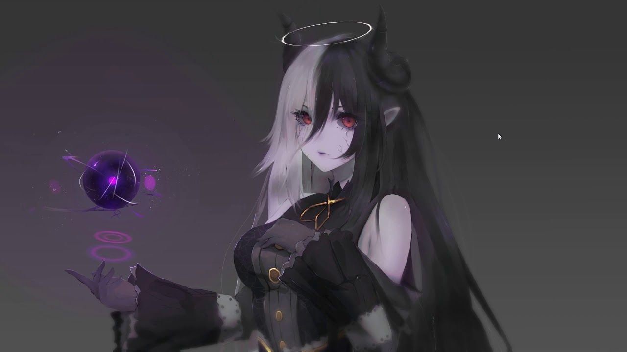 Ragazza demone capelli bianchi neri, 1280x720 HD, Desktop