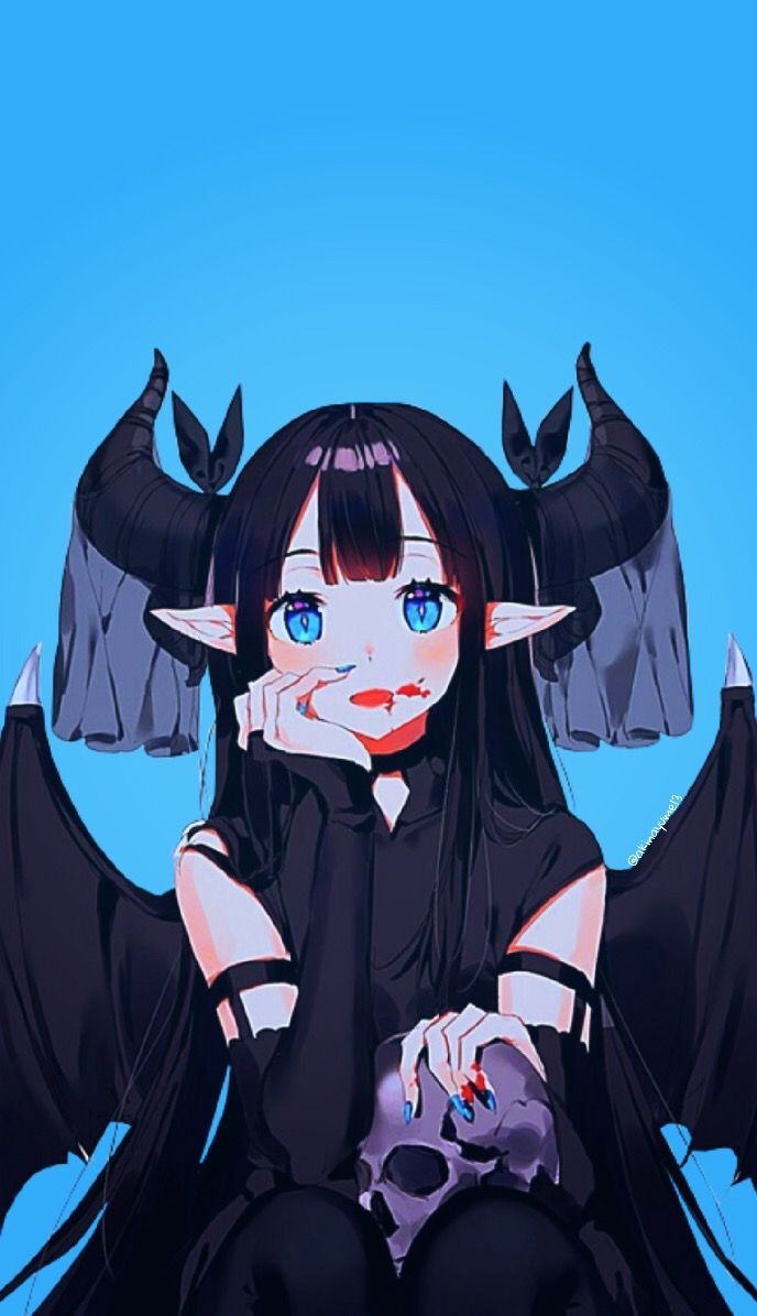 Ragazza demone anime corna nere, 688x1195 Full HD Verticale, iPhone