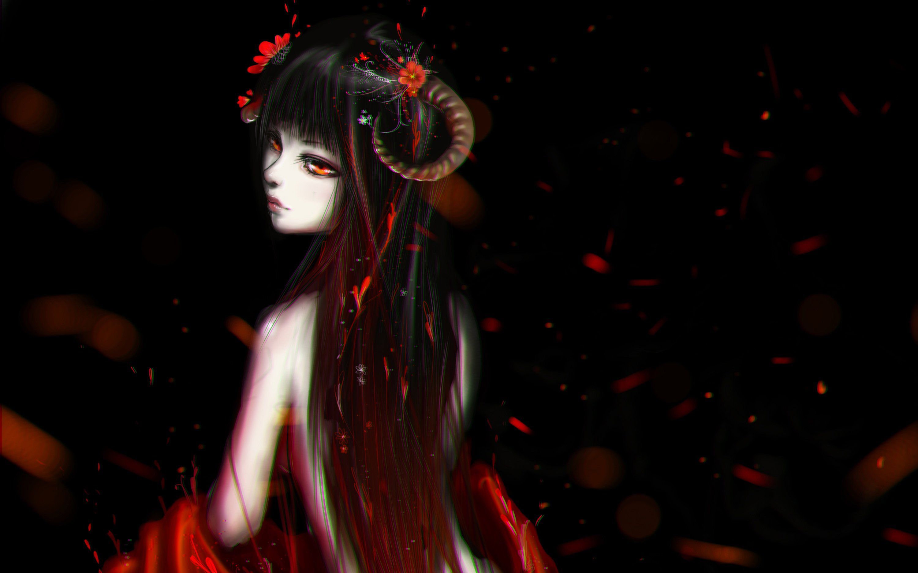 Ragazza demone con corna rosse, 3000x1872 2K+, Desktop