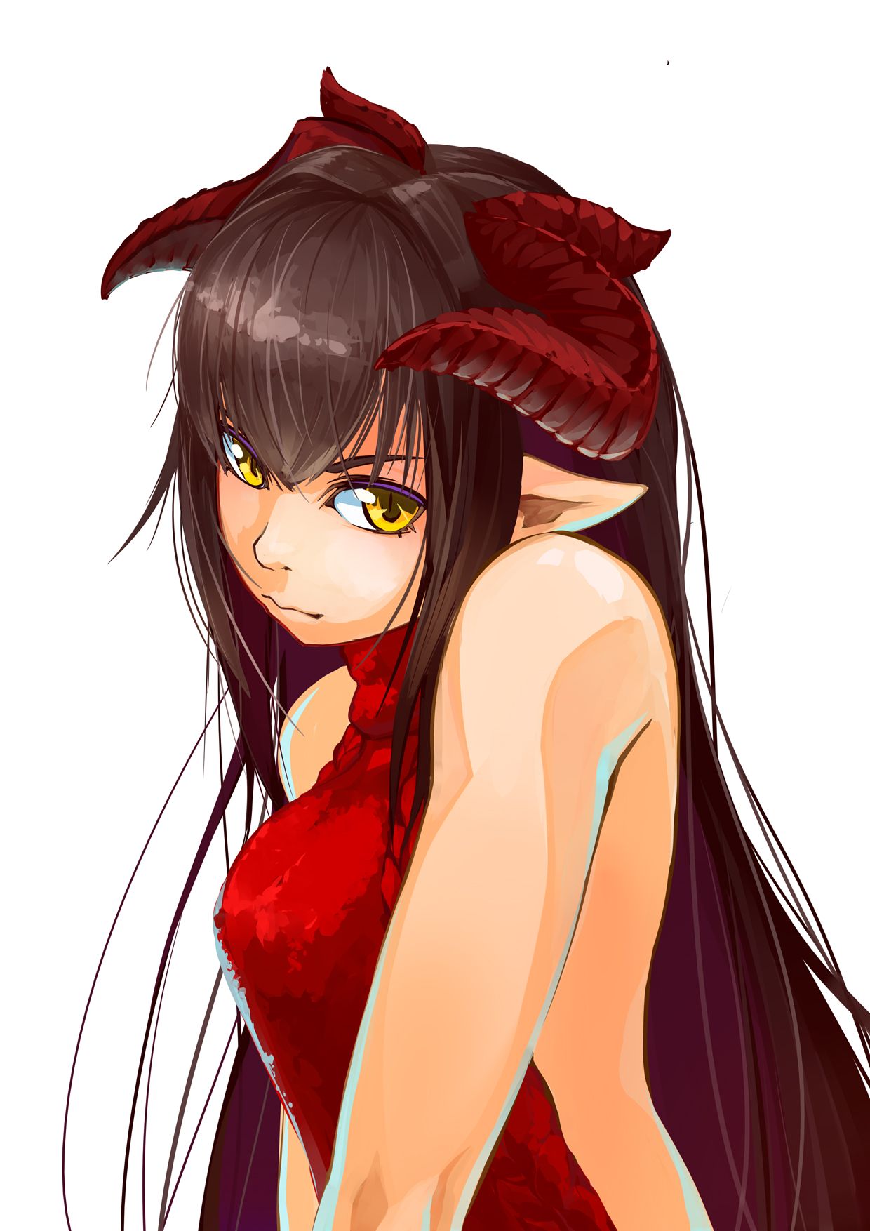 Ragazza demone corna rosse, 1240x1754 Verticale, Telefono